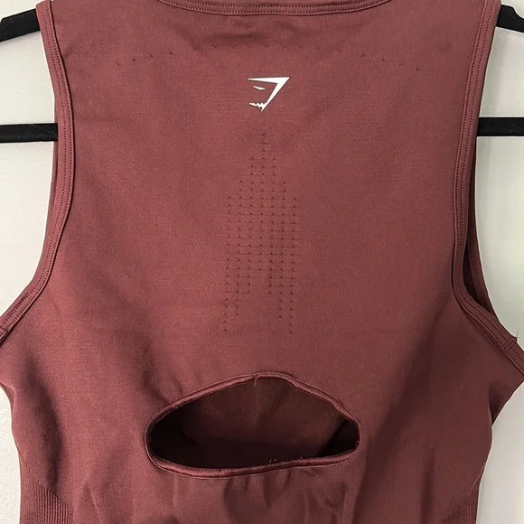 NWOT GYMSHARK BAKED MAROON SWEAT SEAMLESS MIDI TANK - Picture 7 of 8